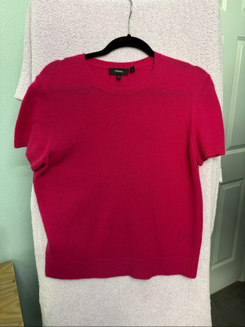 Theory Bright Fuchsia Short Sleeve Knit Top